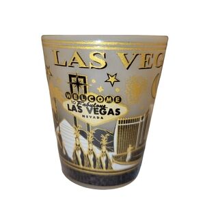 Las Vegas Black & Gold Skyline Shot Glass Souvenir Decor NWOT